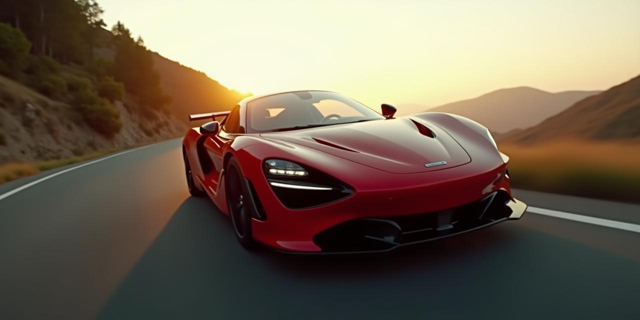High-performance sports car speeding on a curvy road